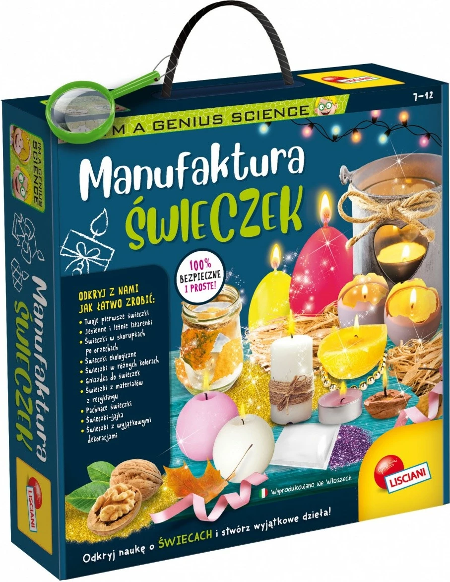 Set shkencor Lisciani I'm a Genius Candle Workshop, për krijimin e qirinjve, shumëngjyrësh