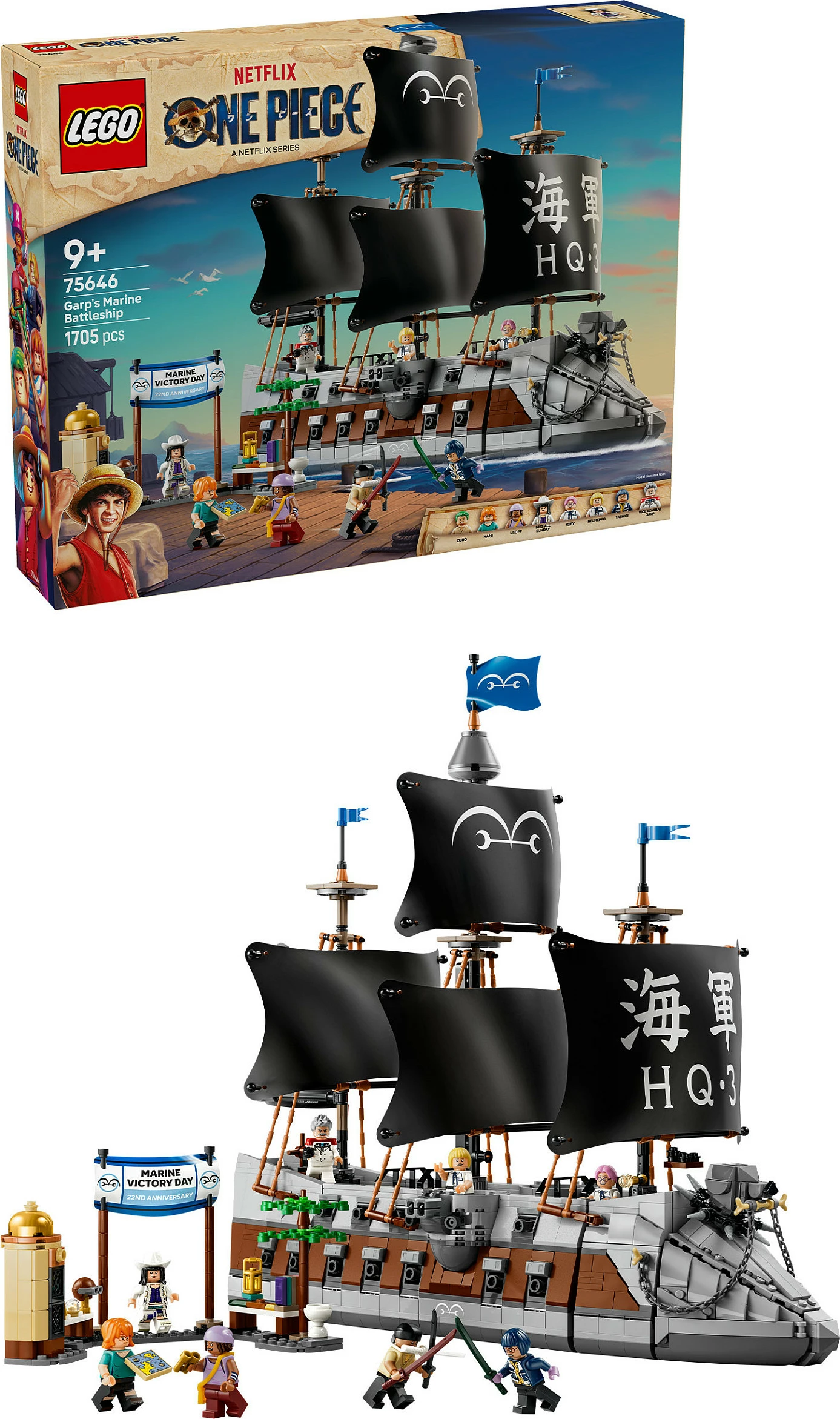 Set LEGO One Piece 75646 Garp’s Marine Battleship, 1705 pjesë, 9+
