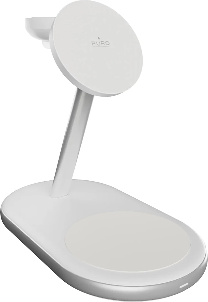 Karikues wireless 3-në-1 Puro Mag Station Qi2, MagSafe, i bardhë