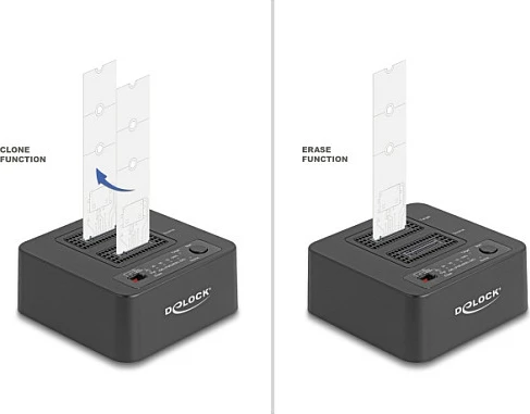 Docking station për SSD DeLOCK 64300, 2x M.2 NVMe, USB-C 20Gbps, e zezë