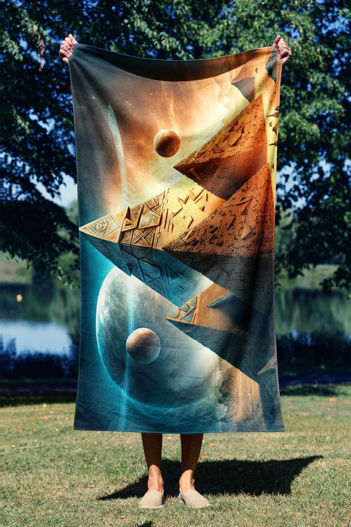 Peshqir plazhi Mijolnir, Think Like An Egyptian, 90x150cm, shumëngjyrësh