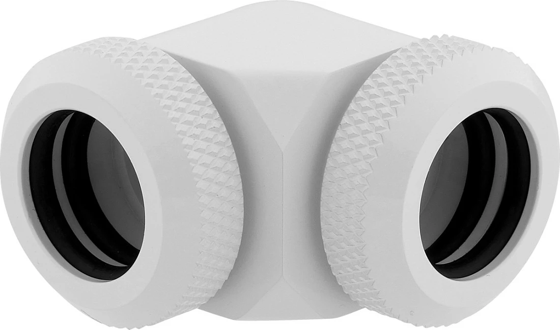 Adapter hardline Corsair Hydro X Series XF, 90°, për hardtube 12mm (OD), 2 copë, i bardhë