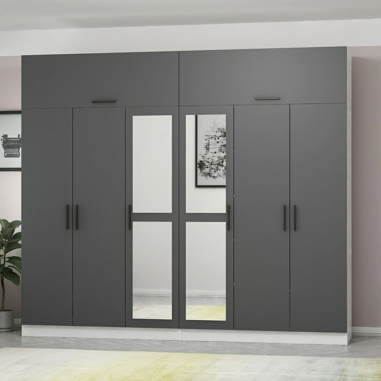 Dollap garderobe Skye Decor, ngjyrë antracit, 270x235x52cm