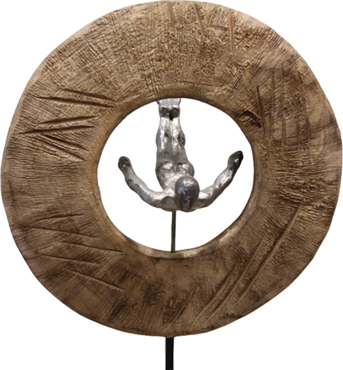 Dekor tavoline Manny Inart dru mango-alumin 31x18x50cm