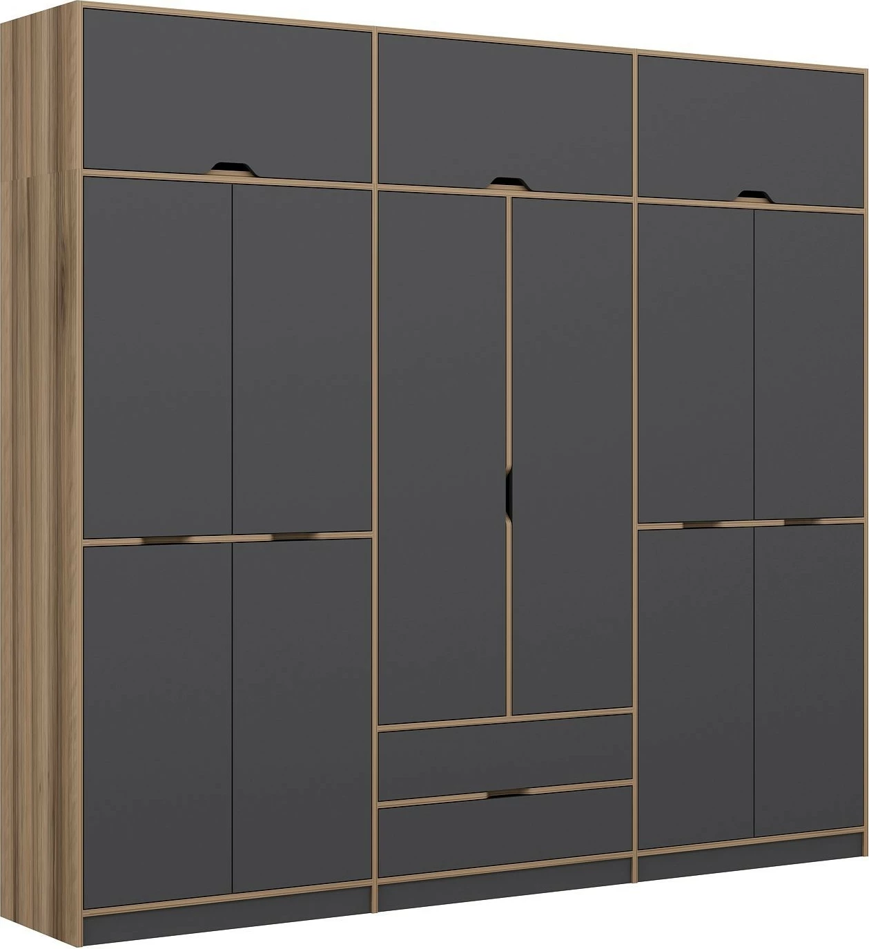Dollap rrobash Skye Decor Elina, anthracite dhe dore, 277x253x52 cm