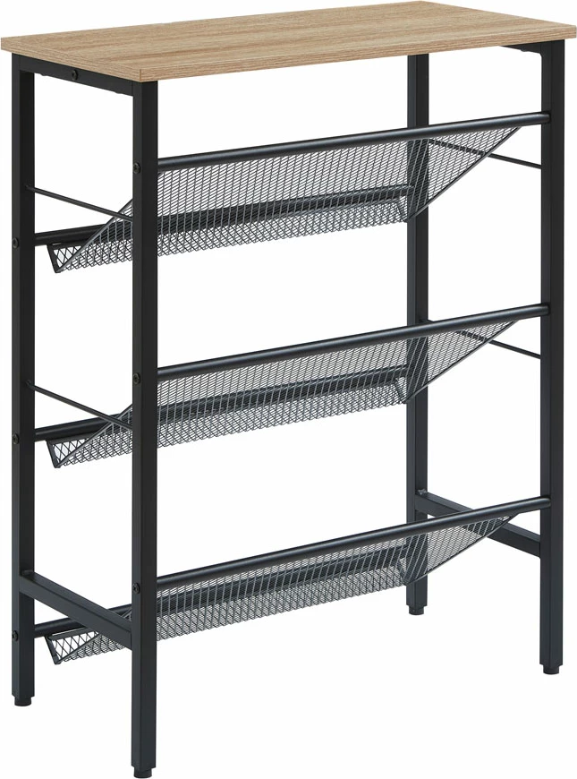 Raft këpucësh Plexus, 3 rafte, ngjyrë arre e zezë, 60x30x80cm