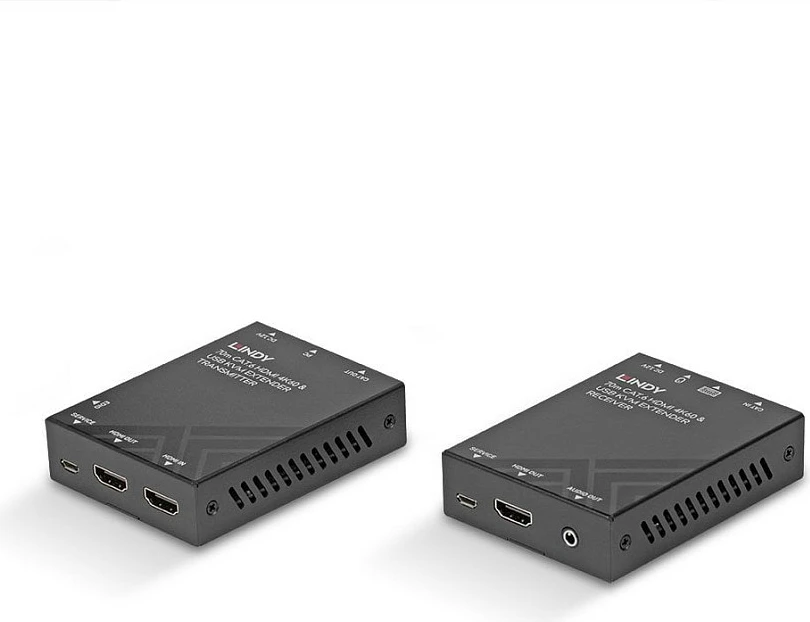 KVM extender Lindy 70m Cat6 HDMI 2.0, USB dhe audio, 4K, i zi