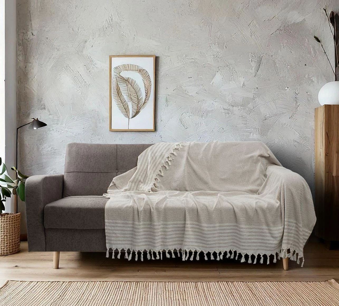 Mbulesë divani Sophia, krem, L'Essentiel Linge de Maison, 180x220cm