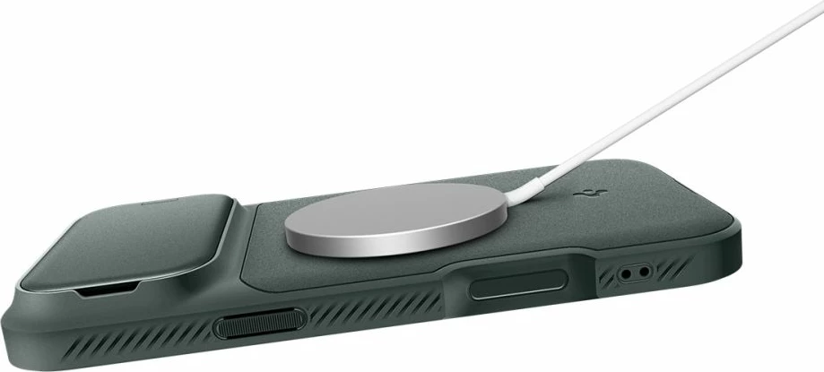 Mbështjellës Spigen Optik Armor MagSafe për iPhone 17 Pro/17 Pro Max, TPU+PC, mbrojtës kamere me slider, e gjelbër