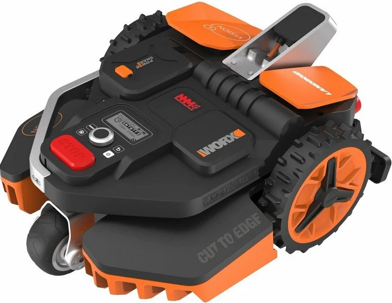 Robot kositës bari Worx Landroid Vision L1300 WR213E, 20V 4Ah, deri 1300 m², Wi‑Fi/Bluetooth, portokalli/zi