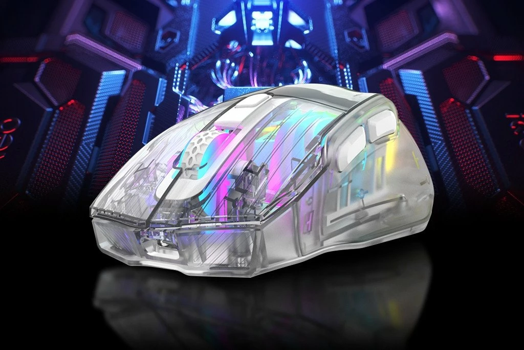 Maus gaming Marvo Prism 40 M413, 7200 DPI, USB me kabllo 1.5 m, RGB, 6 butona, transparent/e bardhë
