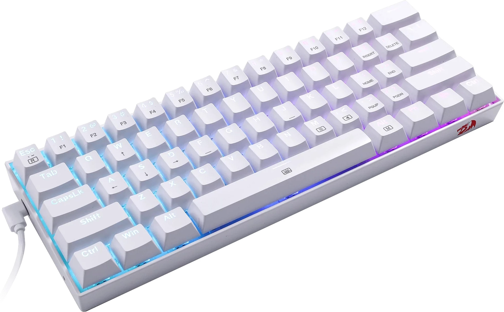 Tastierë mekanike Redragon Dragonborn K630 60% (61 taste) RGB, red switch, e bardhë