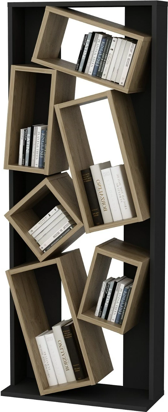 Raft librash Hanah Home, Carmen, ngjyrë e zezë dhe lis