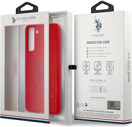 Mbështjellës U.S. Polo Assn. USHCS21SSLHRTRE për Samsung Galaxy S21, silikon, i kuq