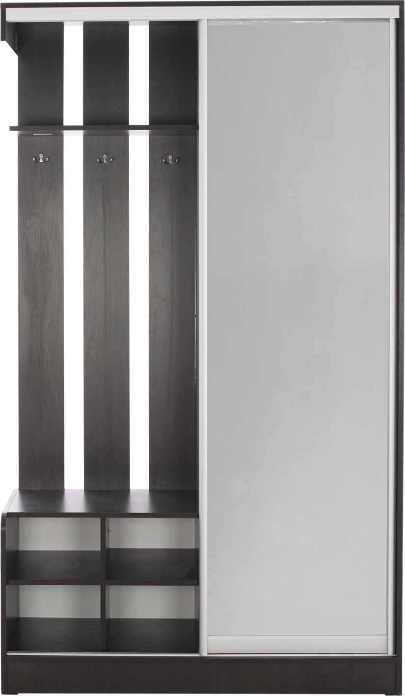 Mobil për hyrje me dollap rrëshqitës dhe pasqyrë, ngjyrë wenge, FH2424.02, 118x45x210 cm