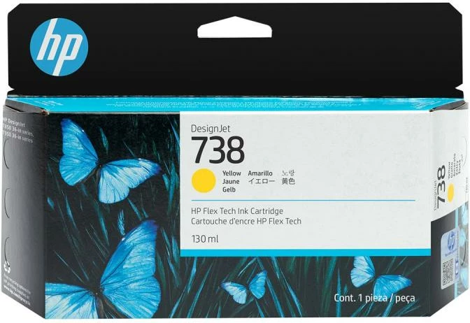 Kartush boje, HP DesignJet, 738 498N7A, 130 ml origjinal, e verdhë