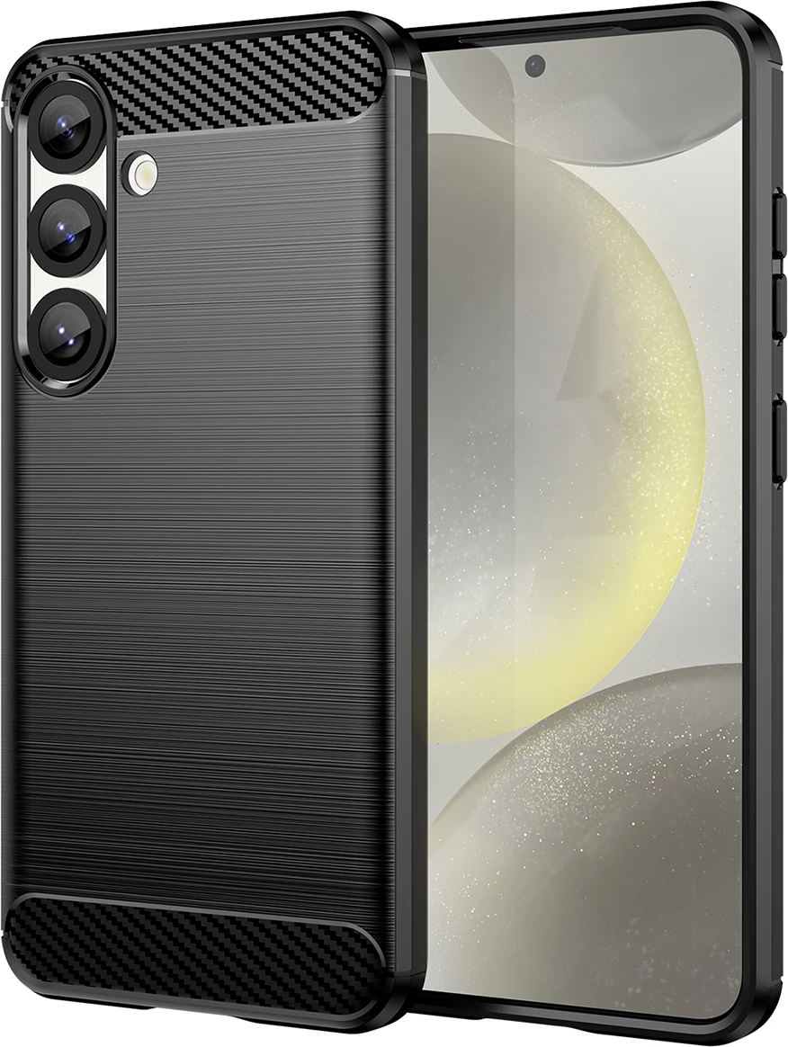 Mbështjellës Hurtel Carbon Case për iPhone 16e, silikon, i zi