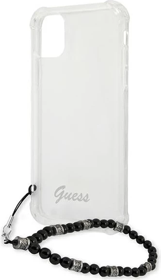 Mbështjellës Guess GUHCP12LKPSBK për iPhone 12 Pro Max 6.7", Transparent, me varëse Black Pearl