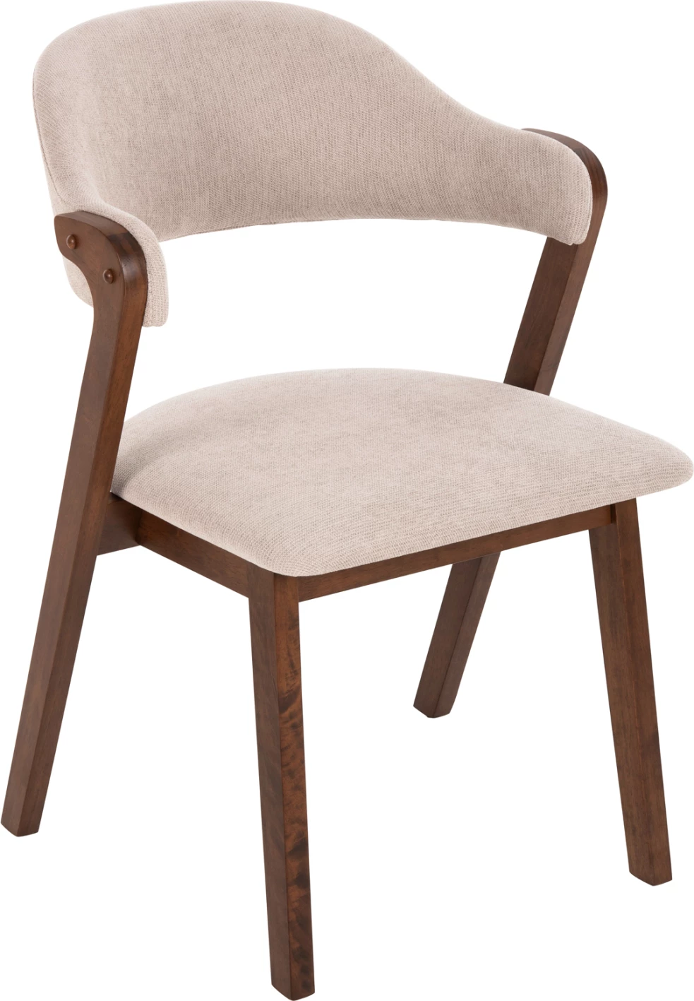 Karrige për ngrënie RIDER FH9734.02 dru gome ngjyrë arre-stof ecru 59x59x83Hcm., set prej 2 copë