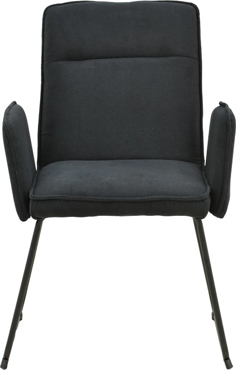 Karrige me krah Essential, set prej 4 copash, stof i zi, këmbë metalike të zeza, 55.5x59x89cm