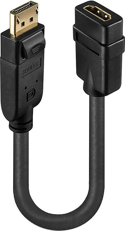 Adaptor/konvertues Lindy DisplayPort 1.2 në HDMI 1.3, 0.15 m, i zi