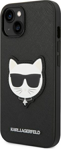 Mbështjellës Karl Lagerfeld KLHCP14MSAPCHK për iPhone 14 Plus 6.7", Saffiano Choupette Head Patch, i zi