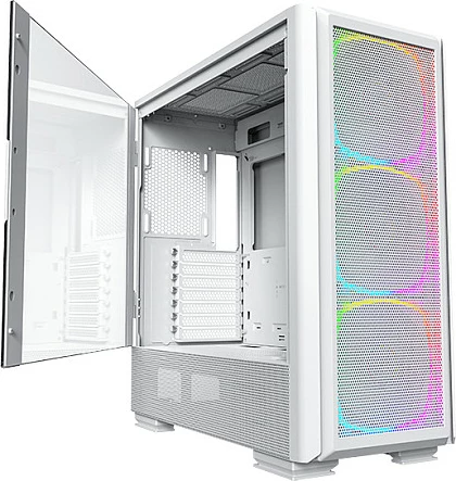 Kasë PC Montech SKY TWO GX, Tower, ATX/E-ATX, xham i temperuar, ARGB, e bardhë
