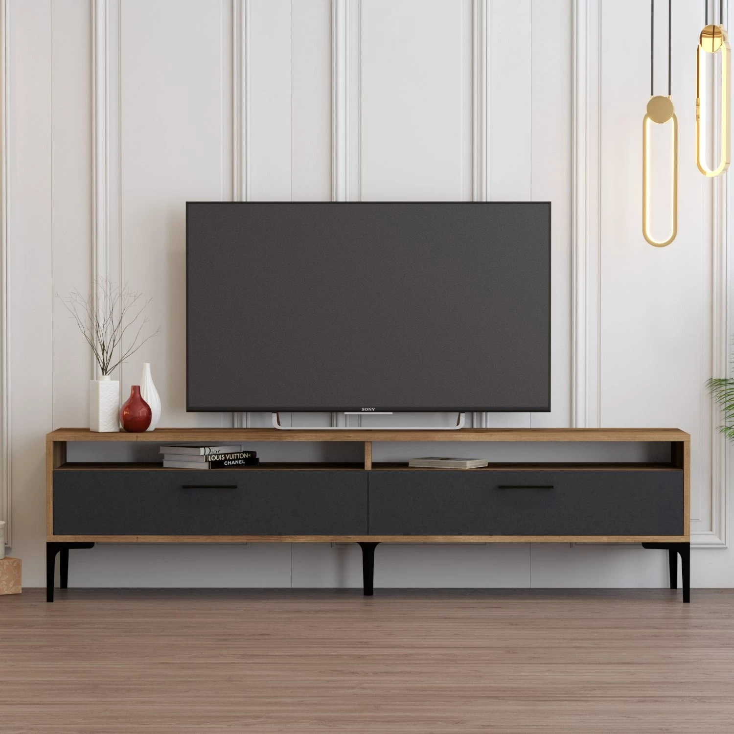 Komodë TV Skye Decor, Istanbul 2, ngjyrë arrë dhe antracit
