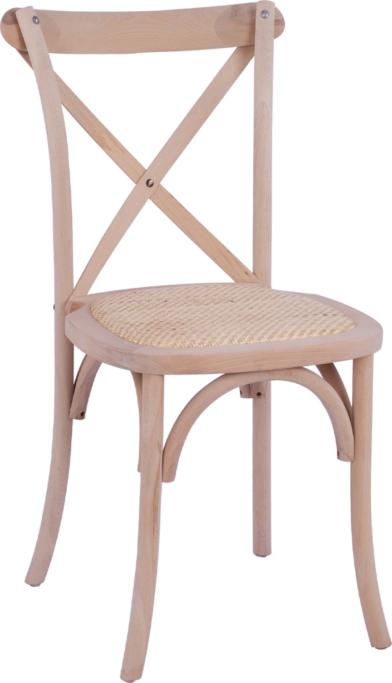 Karrige Owen prej druri, e grumbullueshme, prej druri ahu, e papërpunuar, me shpinë të kryqëzuar, FH8575.20, 45x55,5x90 cm