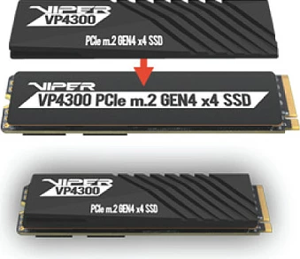 SSD i brendshëm Patriot Viper VP4300, M.2 NVMe PCIe 4.0, 2TB, 7400/6800 MB/s, e zezë