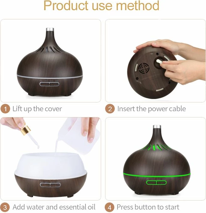 Diffuzor vajrash ANJOU ADA023-D 400 ml, LED, timer 1/3/6 orë, fikje automatike, dru i errët