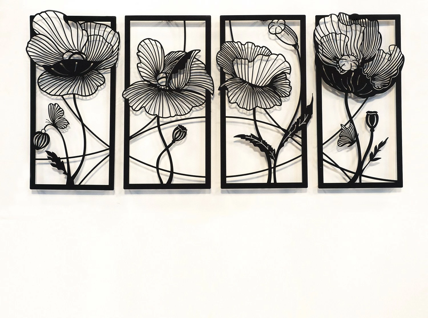 Aksesor dekorativ metalik për mur, lule, Wallity, APT573MS, 95x46cm