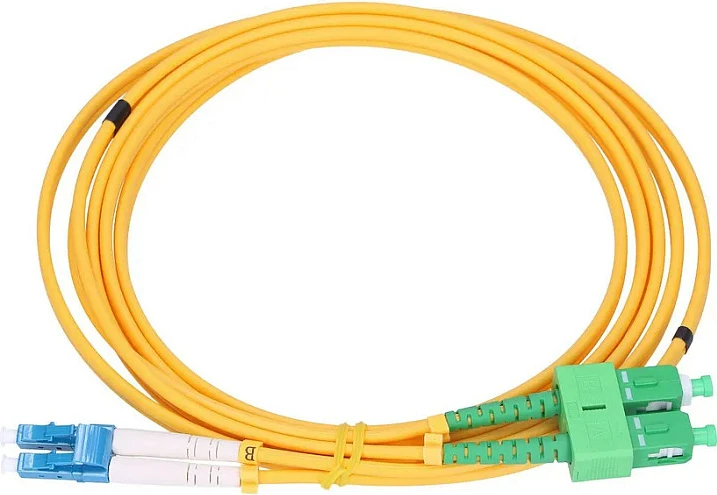 Kabllo patch fibër optike Extralink SC/APC në LC/UPC, single-mode, duplex, 0.5 m, e verdhë