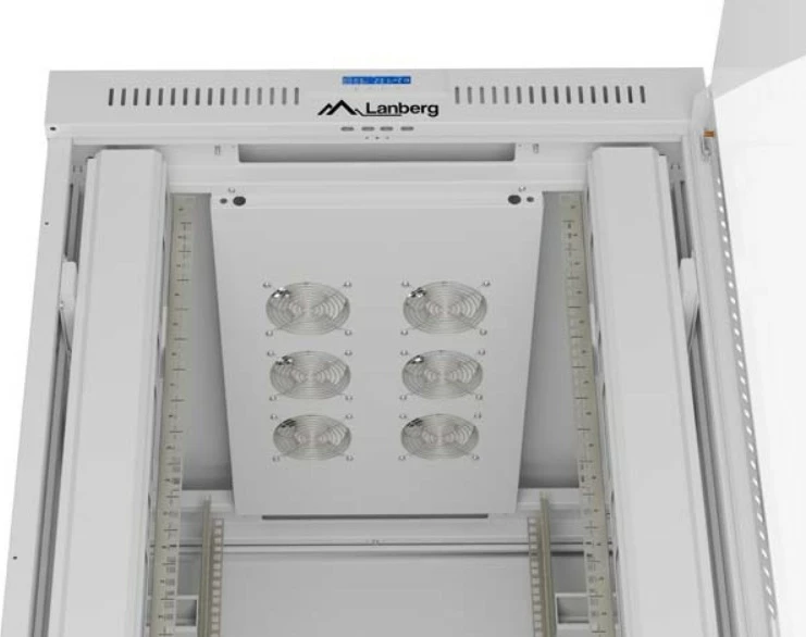 Kasë serveri Lanberg FF01-8047-12SL, 47U, me derë xhami, LCD, Gri