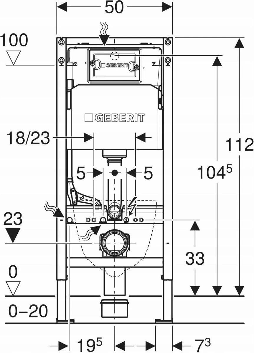 Kornizë e fshehur për WC Geberit Duofix Basic H112, Delta 12 cm (111.153.00.3)