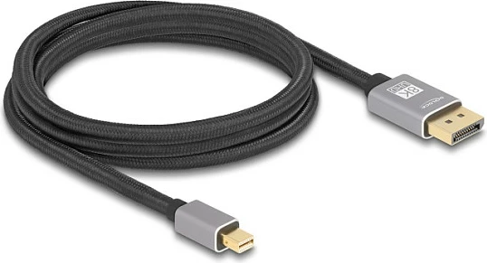 Kabl Mini DisplayPort në DisplayPort DeLOCK, 2 m, 8K 60Hz, DP 1.4, gri