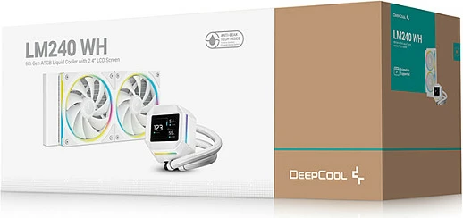 Kasë ftohëse uji Deepcool LM240, 2x120mm, ekran IPS, bardhë