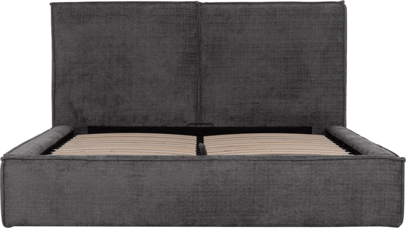 Krevat dopio me hapsirë magazinimi Sonder FH764.01, pëlhurë gri, për dyshek 160x200cm