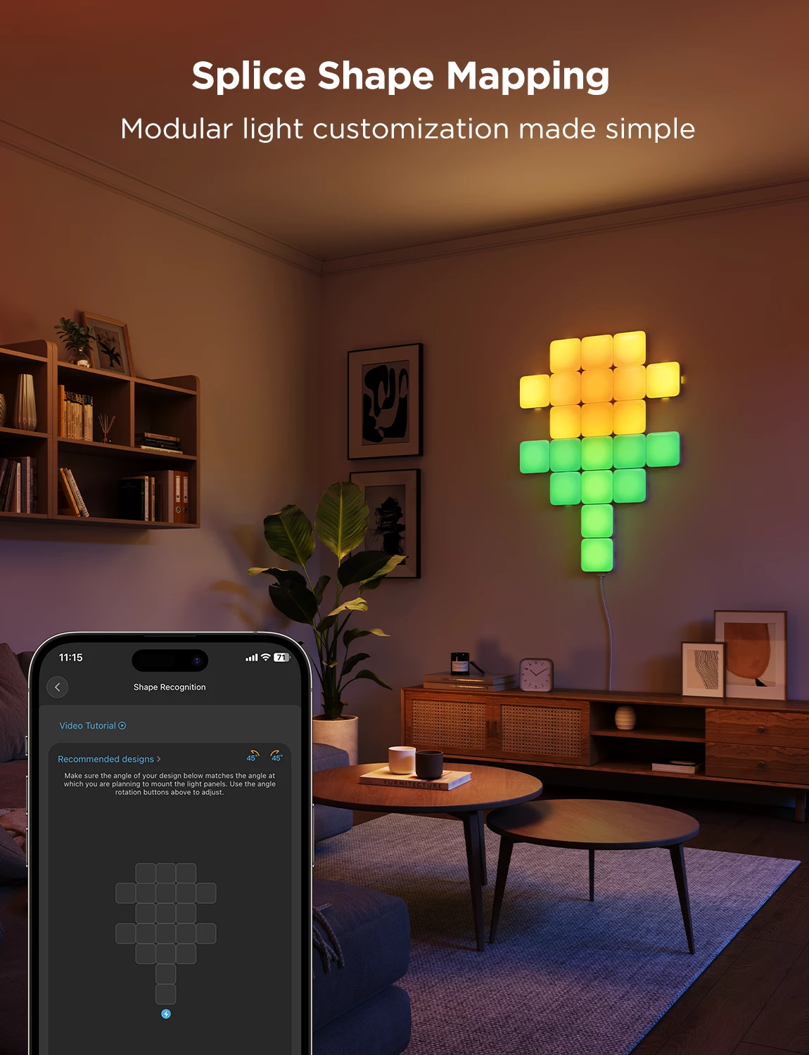 Panel dritash LED smart Govee Mini Panel Lights, RGBIC, Wi‑Fi, Matter, 10 copë