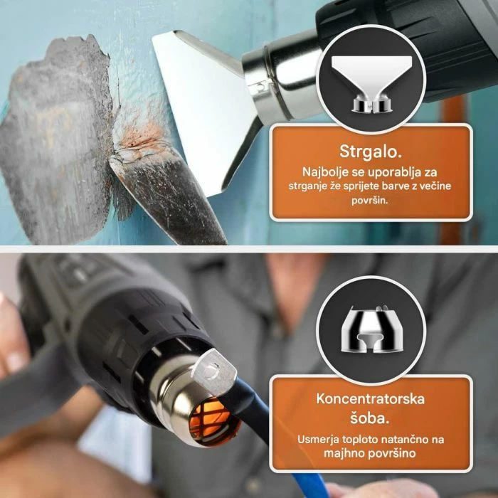 Pistoletë termike VonHaus 3515181 2000W 350–600°C, gri/zezë, set me 4 gryka