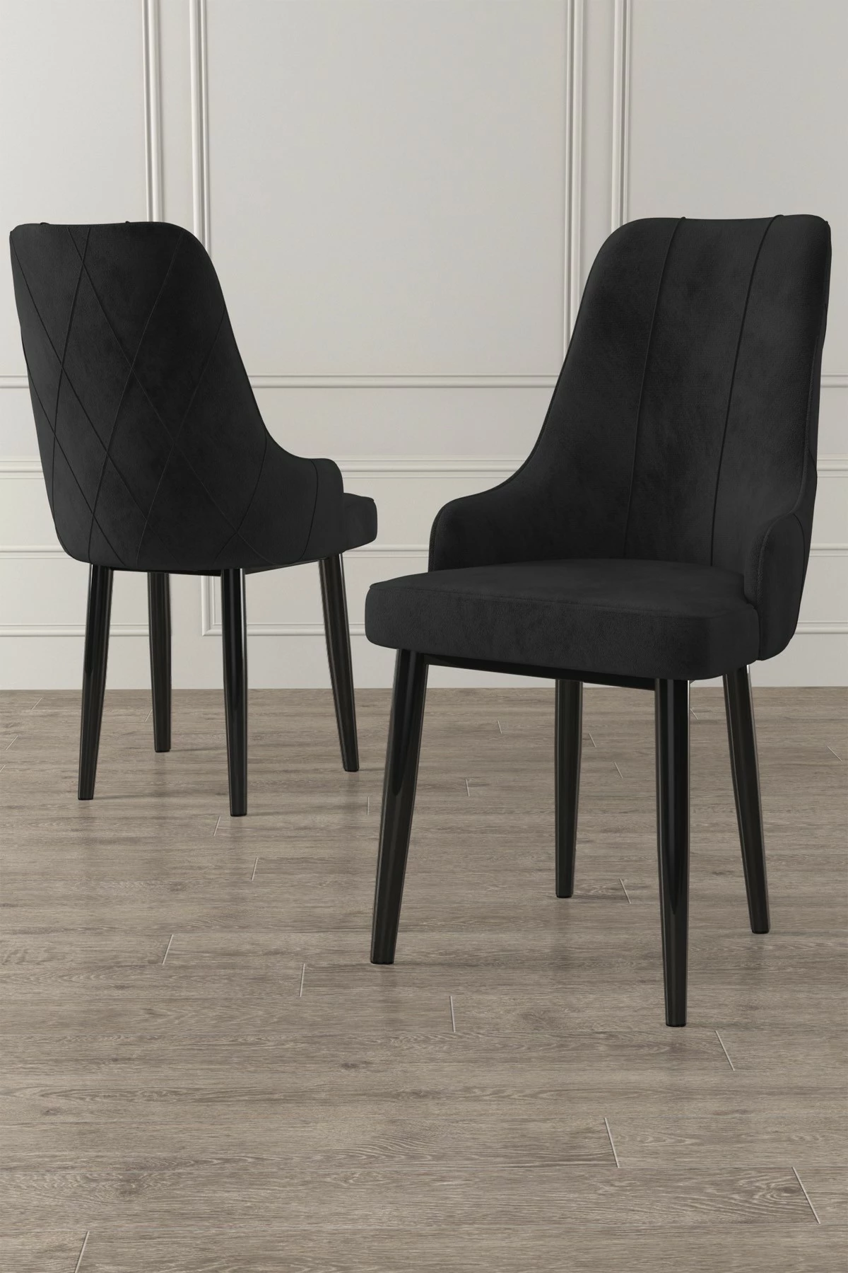 Set karrigesh (4 copë), Hanah Home, Trex, ngjyrë e zezë