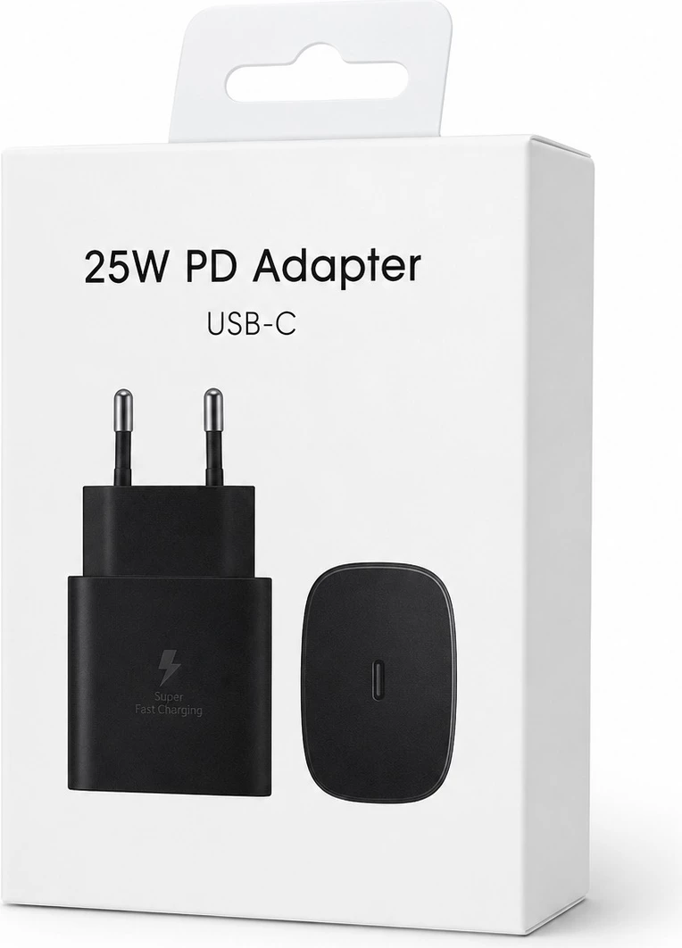 Adapter Karikimi 25W PD USB-C (Super Fast Charging), me karikim të shpejtë, për shtëpi, zyrë dhe udhëtime, ngjyrë e zezë