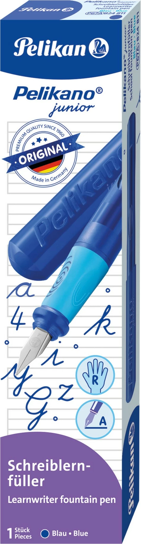 Stilolaps Pelikan Pelikano Junior 824811, kartrixh, ngjyrë kaltër, për dorën e djathtë