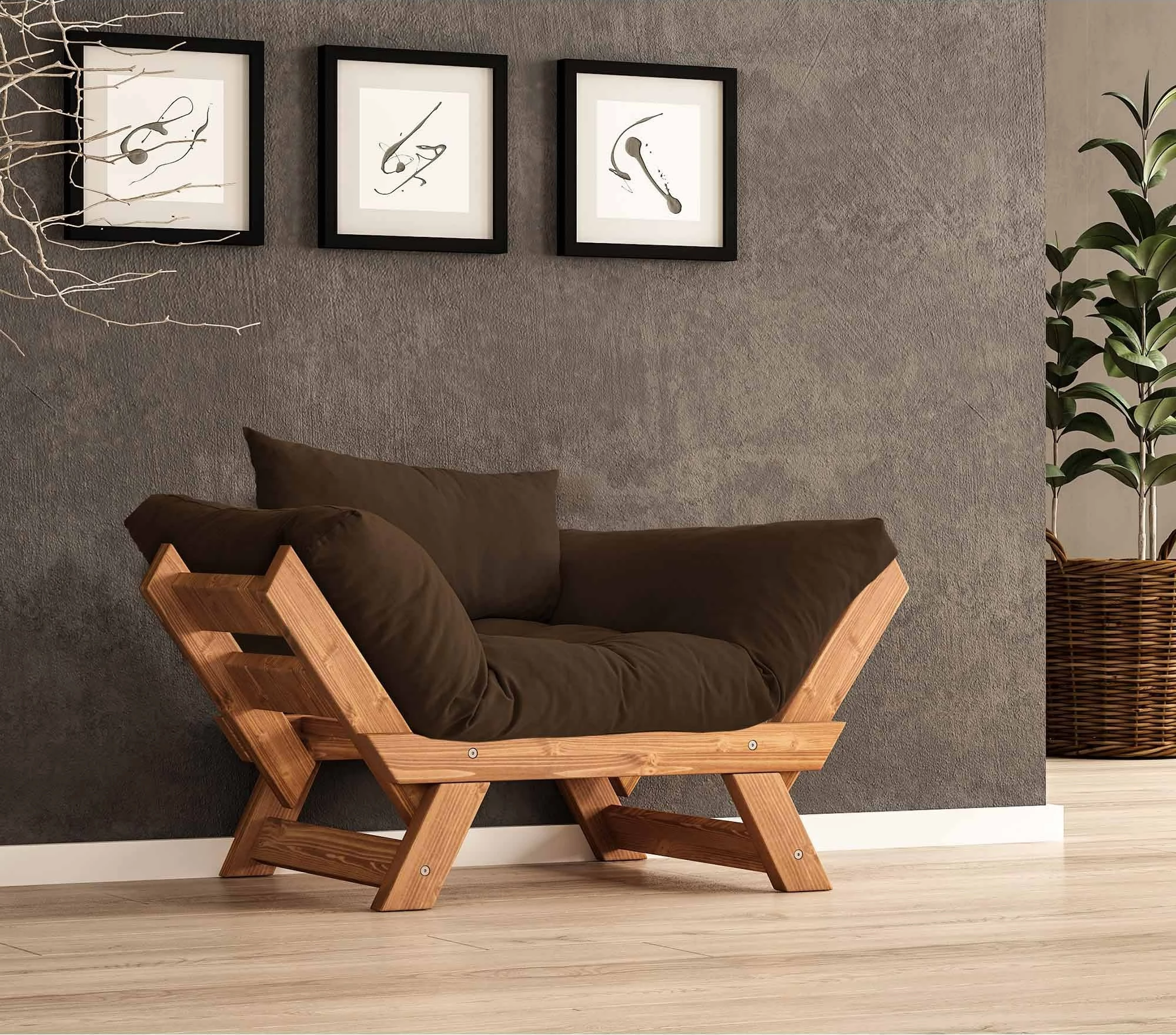 Karrige për kopsht një vend, Skye Decor, CPT8154-140, ngjyrë teak dhe gri