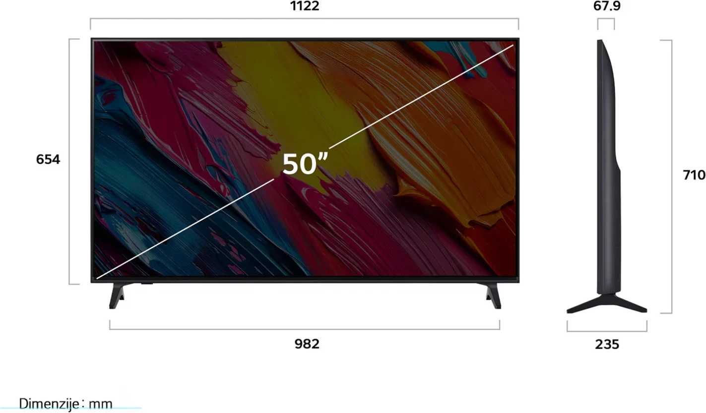 Televizor LG 50QNED70A6A 50" QNED LED 4K UHD, Smart, HDR10/HLG, α7 AI Gen8, webOS 25