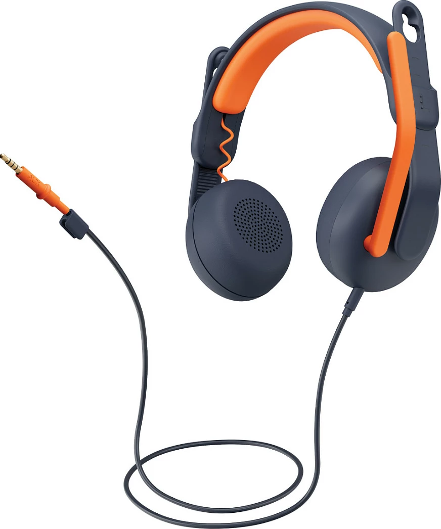 Kufje Logitech Zone Learn, 3.5mm AUX, me kabllo, për edukim, blu, portokalli