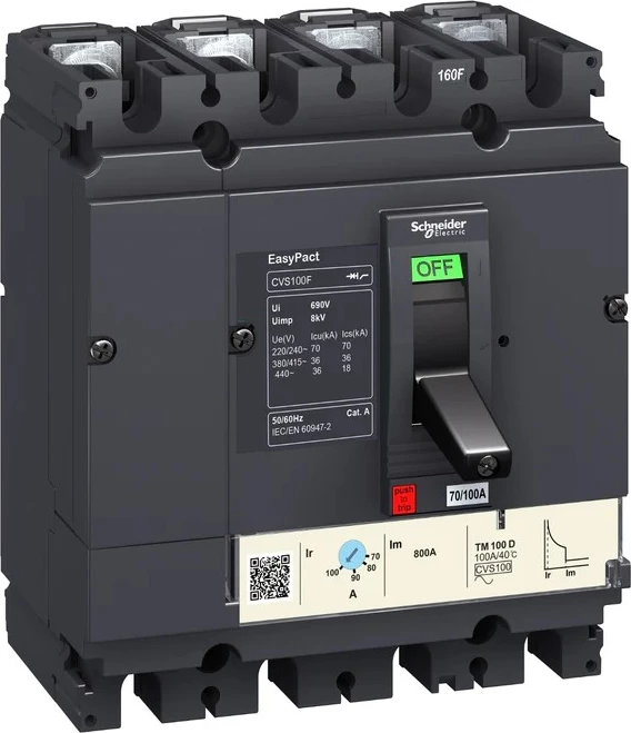 AES 4P 125A – Ndërprerës Schneider Electric EasyPact CVS160B LV516312 – 125 A, 25 kA, 4P, njësia TM-D