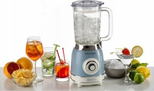 Blender stacionar Ariete Vintage 1.5 L 1000 W, gotë qelqi, kaltër e çelët