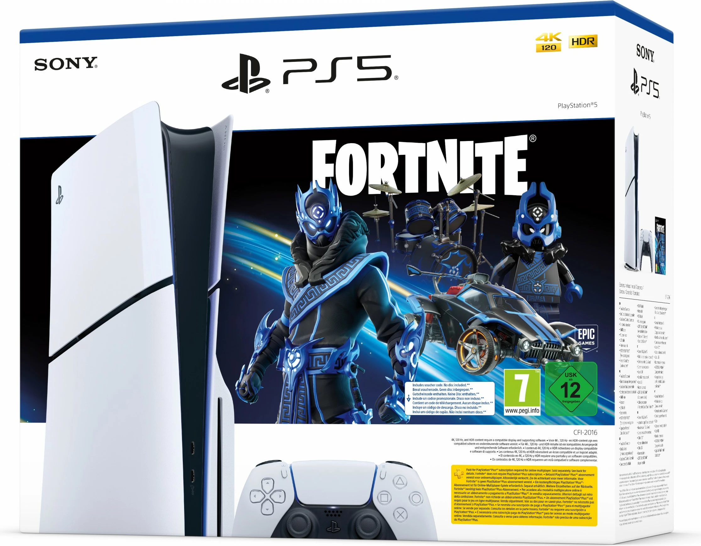 Konsolë Sony PlayStation 5 Slim Fortnite, 16 GB, 1 TB, e zezë, e bardhë