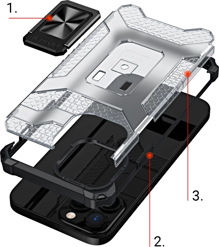 Mbështjellës Hurtel Crystal Ring Case me këmbëz, për iPhone 12 Pro Max, Kuqe
